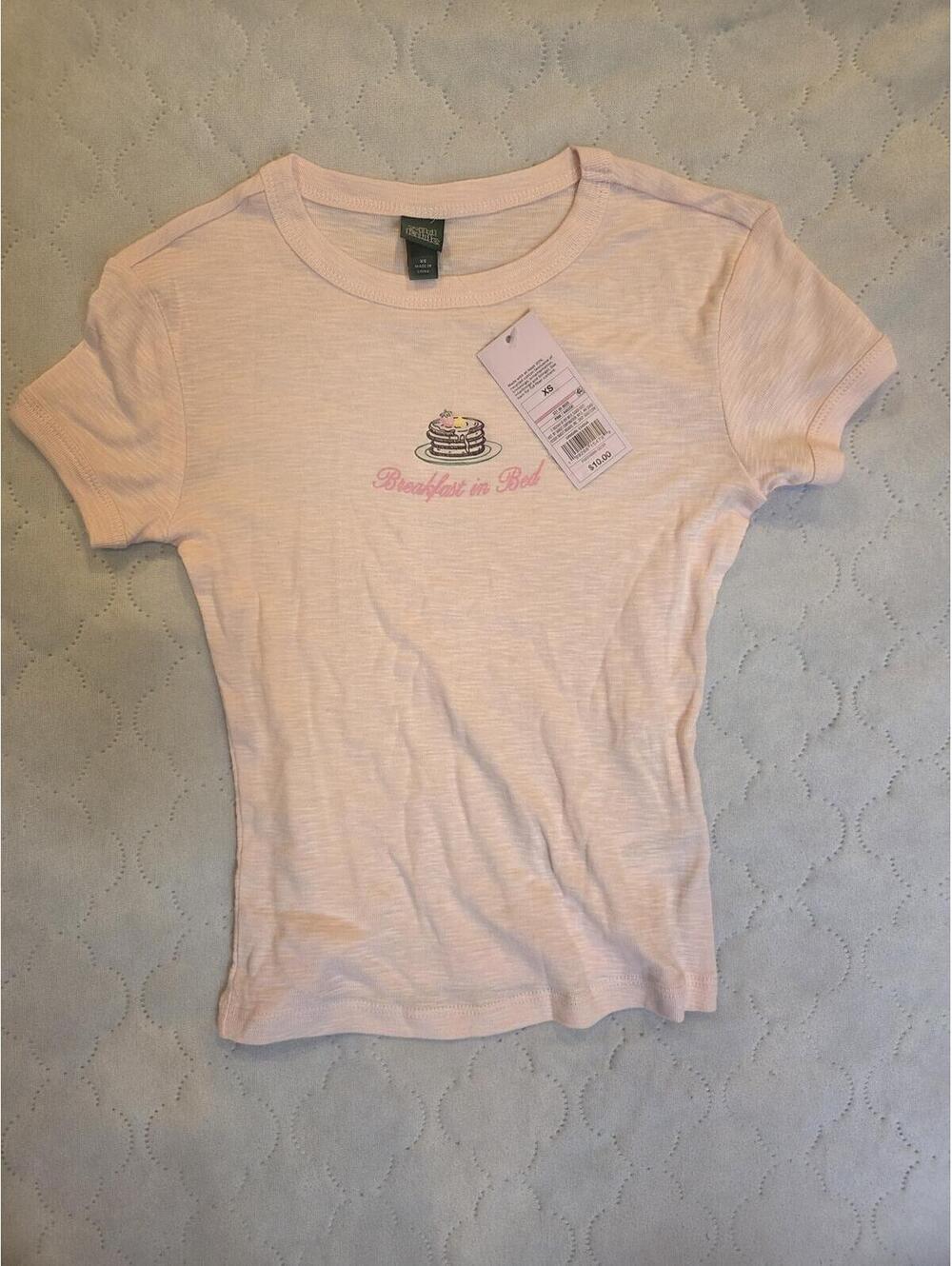 Wild Fable XS Pink T-Shirt with Pancake Graphic